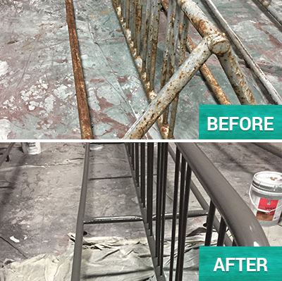 Railing before and after paint