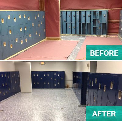 Lockers before and after paint